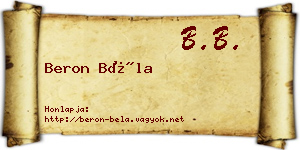 Beron Béla névjegykártya